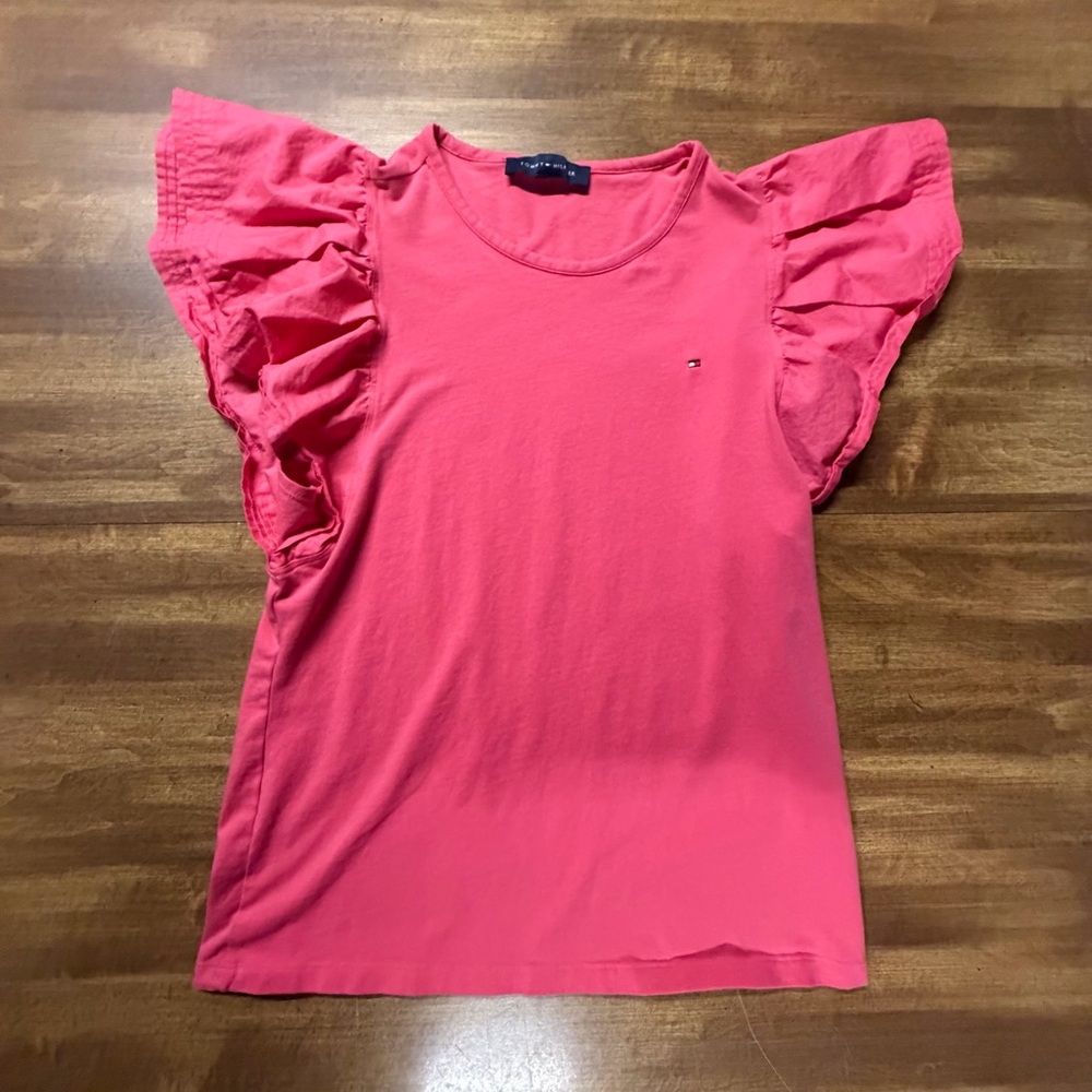 Tommy Hilfiger Women's Coral Ruffle Sleeve Tee. Sz Small